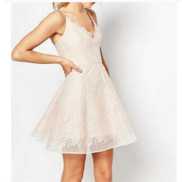 KEEPSAKE the Label Dresses & Skirts - KEEPSAKE Sundream Blush Lace Mini Skater Dress